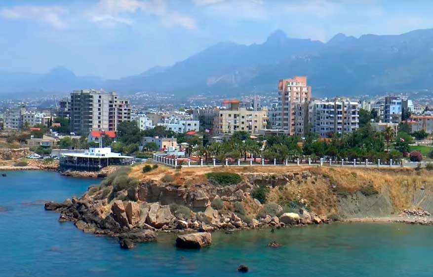View of the city of Kyrenia from the sea. Cyprus Girne (Kyrenia) from the sea.