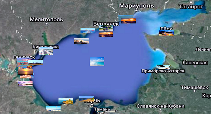 курорты Азовского моря на карте