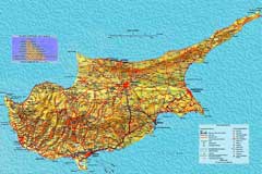 Карта автомобильных дорог на Кипре.
